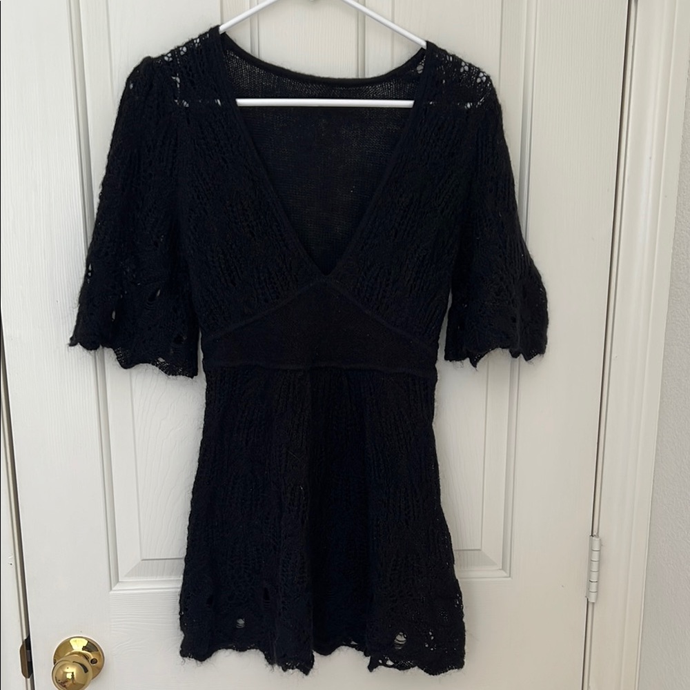 Black Lace Knit Dress